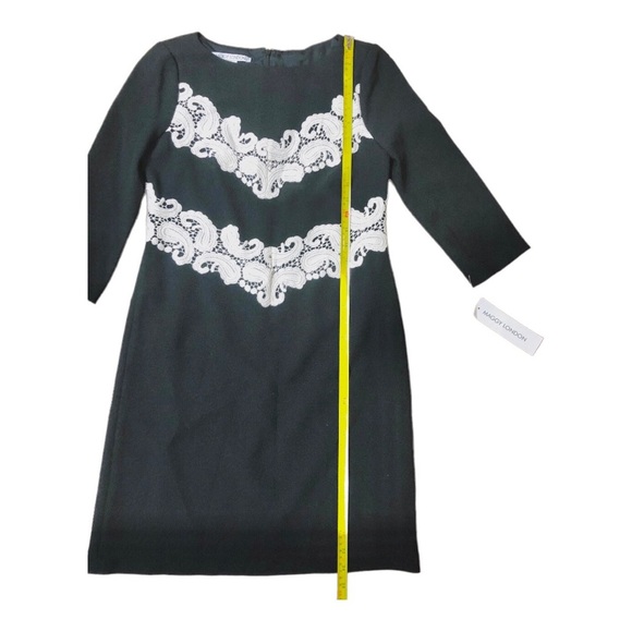 Maggy London black mod A-line style embroidered crochet mid sleeve dress size‎ 4 - Picture 15 of 15